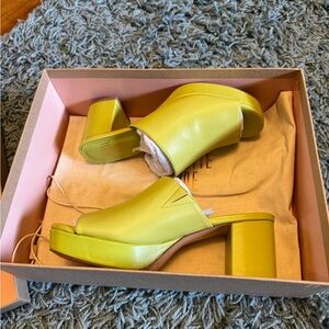 Charlotte Stone Lime Green Rian Heel Mules